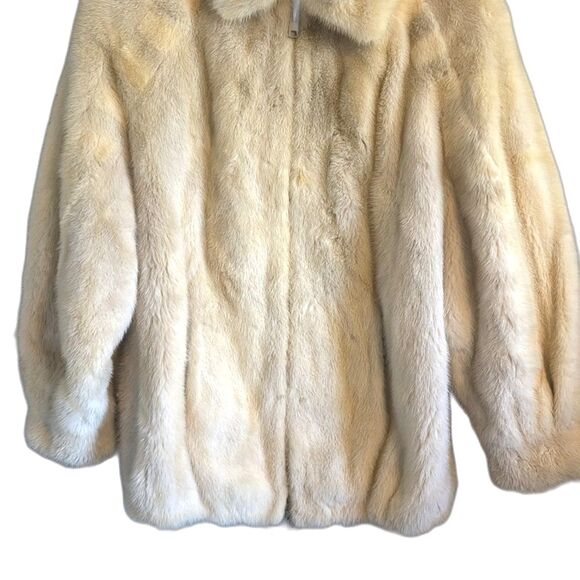 Vtg roseland fur salon ladies Elegant Cream Fur mink zip up Jacket size large - Picture 3 of 15
